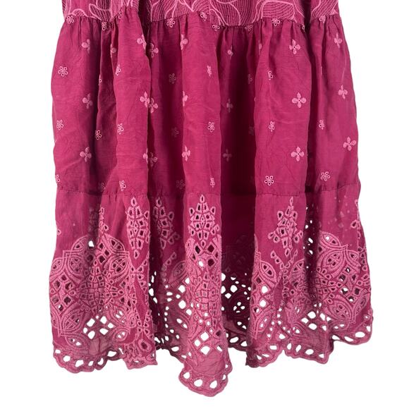 Johnny Was Gracie Hopscotch Embroidered Midi Dress Rumba Red Size M - Picture 11 of 13